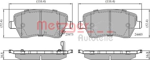 Metzger 1170900 - Brake Pad Set, disc brake autospares.lv