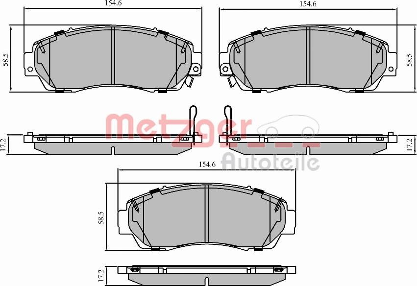 Metzger 1170911 - Brake Pad Set, disc brake autospares.lv