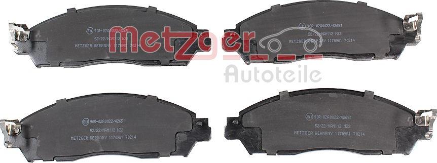 Metzger 1170981 - Brake Pad Set, disc brake autospares.lv