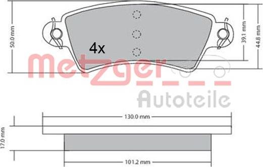 Metzger 1170499 - Brake Pad Set, disc brake autospares.lv