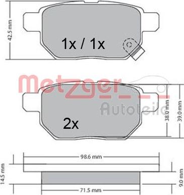 Metzger 1170444 - Brake Pad Set, disc brake autospares.lv