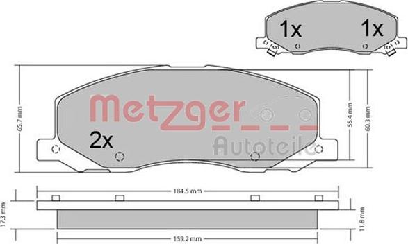 Metzger 1170468 - Brake Pad Set, disc brake autospares.lv