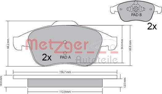 Metzger 1170409 - Brake Pad Set, disc brake autospares.lv