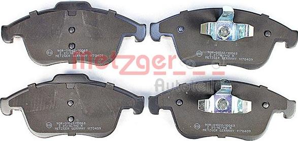 Metzger 1170409 - Brake Pad Set, disc brake autospares.lv