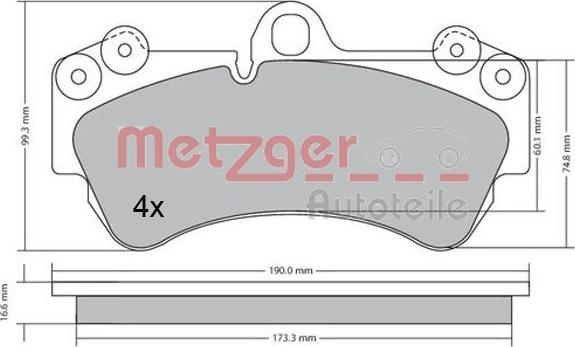 Metzger 1170405 - Brake Pad Set, disc brake autospares.lv