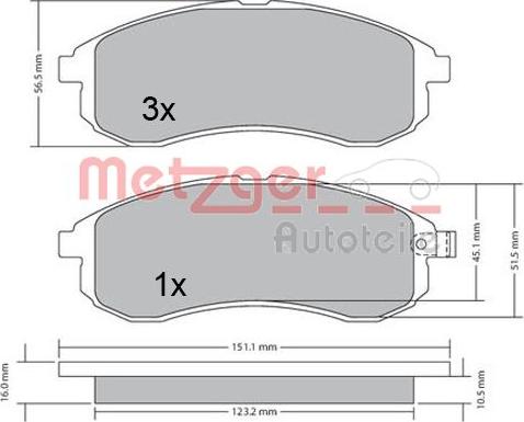 Metzger 1170406 - Brake Pad Set, disc brake autospares.lv