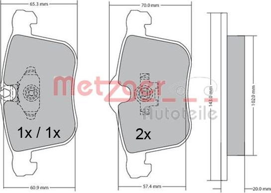 Metzger 1170481 - Brake Pad Set, disc brake autospares.lv