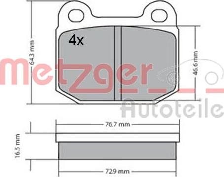 Metzger 1170425 - Brake Pad Set, disc brake autospares.lv