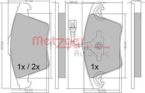 Metzger 1170422 - Brake Pad Set, disc brake autospares.lv