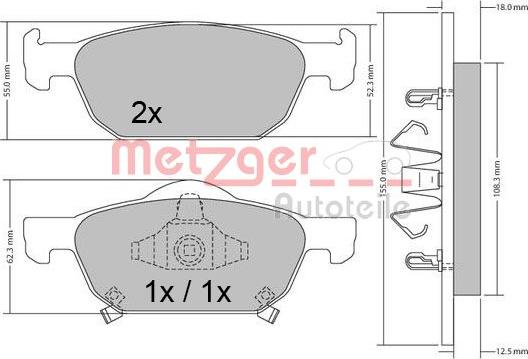 Metzger 1170594 - Brake Pad Set, disc brake autospares.lv