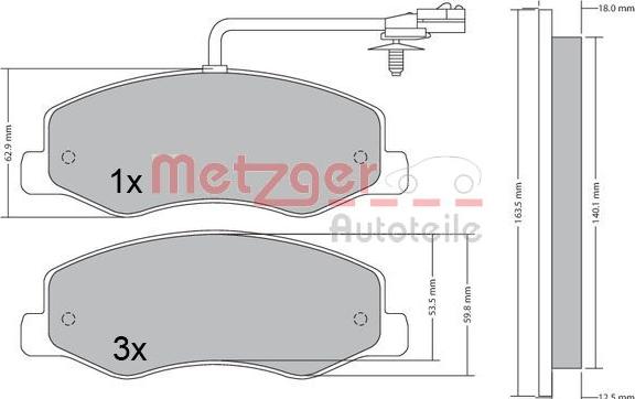 Metzger 1170595 - Brake Pad Set, disc brake autospares.lv