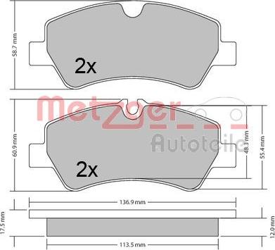 Metzger 1170545 - Brake Pad Set, disc brake autospares.lv