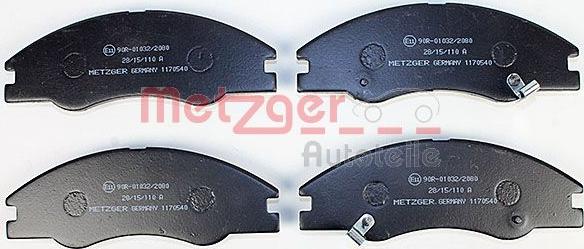 Metzger 1170540 - Brake Pad Set, disc brake autospares.lv