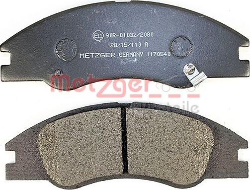 Metzger 1170540 - Brake Pad Set, disc brake autospares.lv