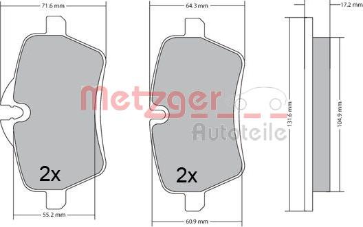 Metzger 1170561 - Brake Pad Set, disc brake autospares.lv