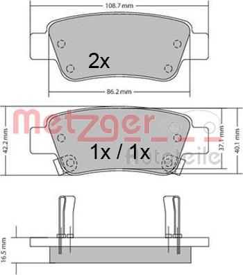 Metzger 1170508 - Brake Pad Set, disc brake autospares.lv