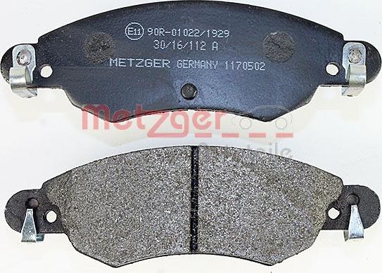 Metzger 1170502 - Brake Pad Set, disc brake autospares.lv