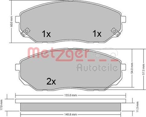 Metzger 1170539 - Brake Pad Set, disc brake autospares.lv