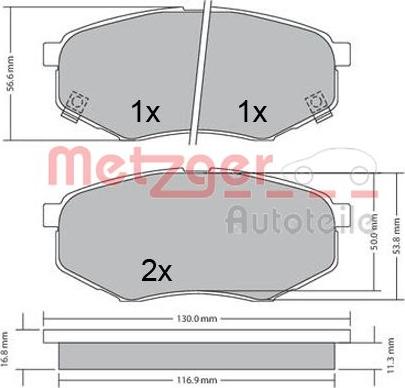 Metzger 1170524 - Brake Pad Set, disc brake autospares.lv