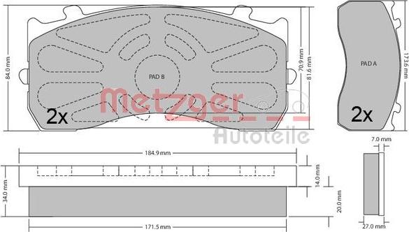 Metzger 1170525 - Brake Pad Set, disc brake autospares.lv