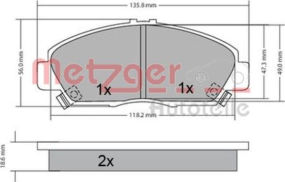 Metzger 1170576 - Brake Pad Set, disc brake autospares.lv