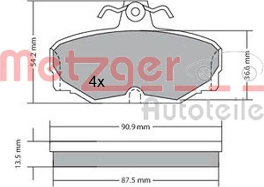 Metzger 1170570 - Brake Pad Set, disc brake autospares.lv