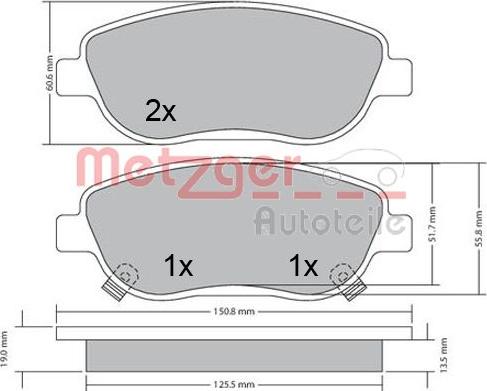 Metzger 1170658 - Brake Pad Set, disc brake autospares.lv