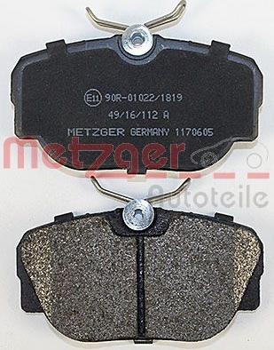 Metzger 1170605 - Brake Pad Set, disc brake autospares.lv