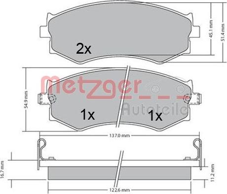 Metzger 1170603 - Brake Pad Set, disc brake autospares.lv