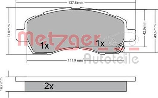 Metzger 1170607 - Brake Pad Set, disc brake autospares.lv