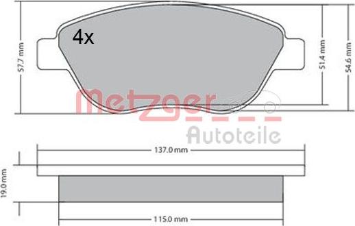 Metzger 1170614 - Brake Pad Set, disc brake autospares.lv