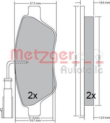 Metzger 1170615 - Brake Pad Set, disc brake autospares.lv