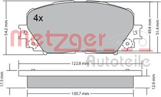 Metzger 1170639 - Brake Pad Set, disc brake autospares.lv