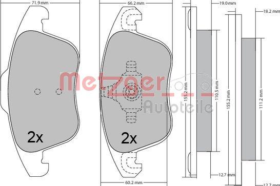 Metzger 1170638 - Brake Pad Set, disc brake autospares.lv