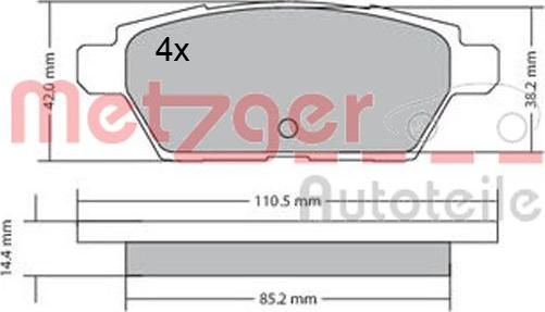 Metzger 1170637 - Brake Pad Set, disc brake autospares.lv