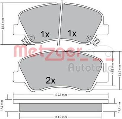 Metzger 1170620 - Brake Pad Set, disc brake autospares.lv