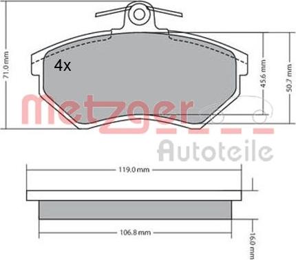 Metzger 1170095 - Brake Pad Set, disc brake autospares.lv