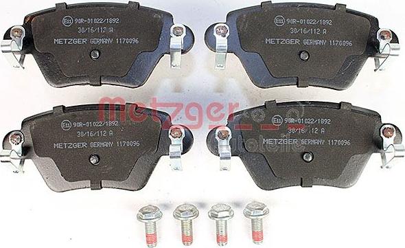 Metzger 1170096 - Brake Pad Set, disc brake autospares.lv