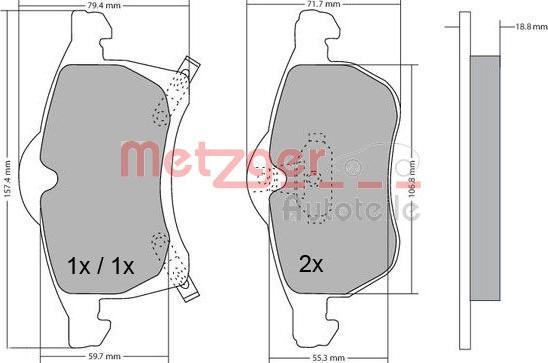 Metzger 1170091 - Brake Pad Set, disc brake autospares.lv