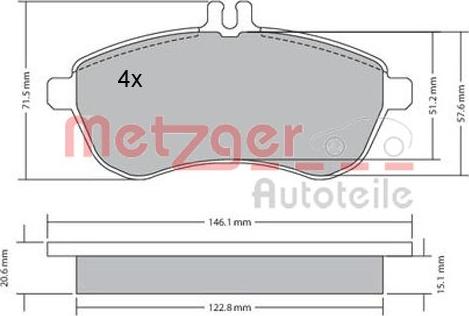 Metzger 1170046 - Brake Pad Set, disc brake autospares.lv