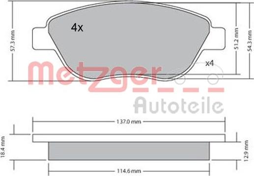 Metzger 1170048 - Brake Pad Set, disc brake autospares.lv