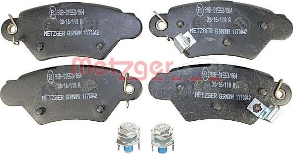 Metzger 1170042 - Brake Pad Set, disc brake autospares.lv