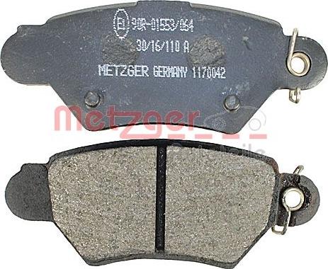 Metzger 1170042 - Brake Pad Set, disc brake autospares.lv