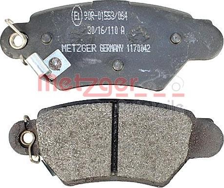 Metzger 1170042 - Brake Pad Set, disc brake autospares.lv