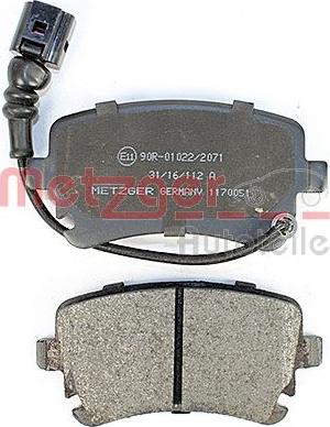 Metzger 1170051 - Brake Pad Set, disc brake autospares.lv