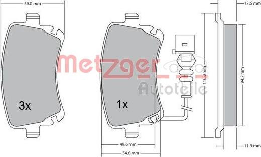 Metzger 1170051 - Brake Pad Set, disc brake autospares.lv