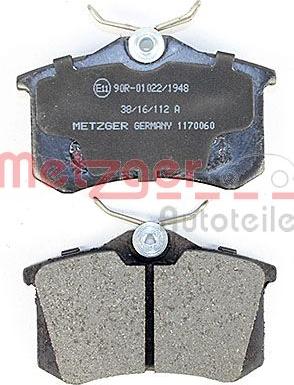 Metzger 1170060 - Brake Pad Set, disc brake autospares.lv