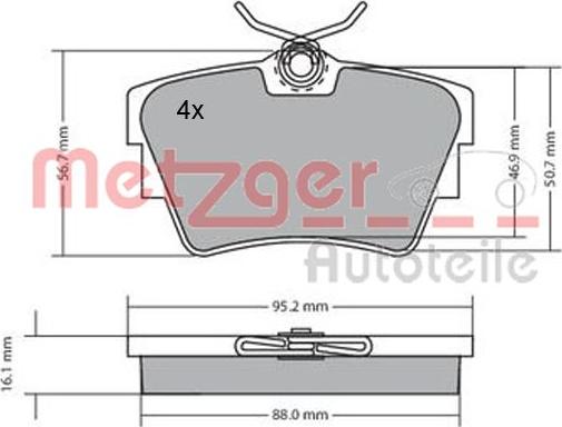 Metzger 1170067 - Brake Pad Set, disc brake autospares.lv
