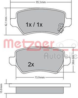 Metzger 1170004 - Brake Pad Set, disc brake autospares.lv