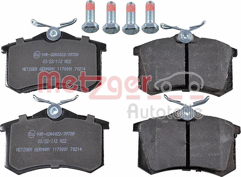 Metzger 1170001 - Brake Pad Set, disc brake autospares.lv